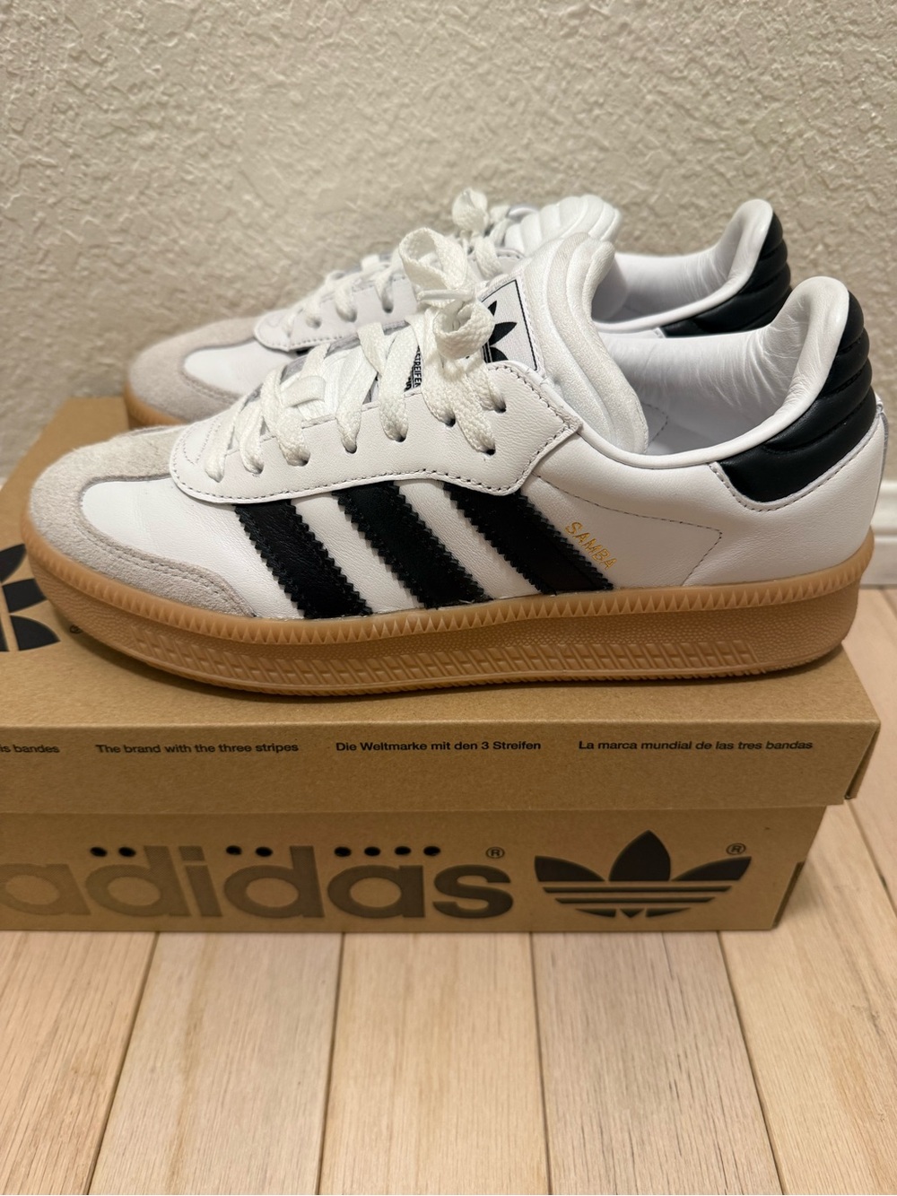 Adidas Samba XLG White & Black Sneakers with Gum Sole (Men’s 9 / Women’s 10) - Picture 2 of 5
